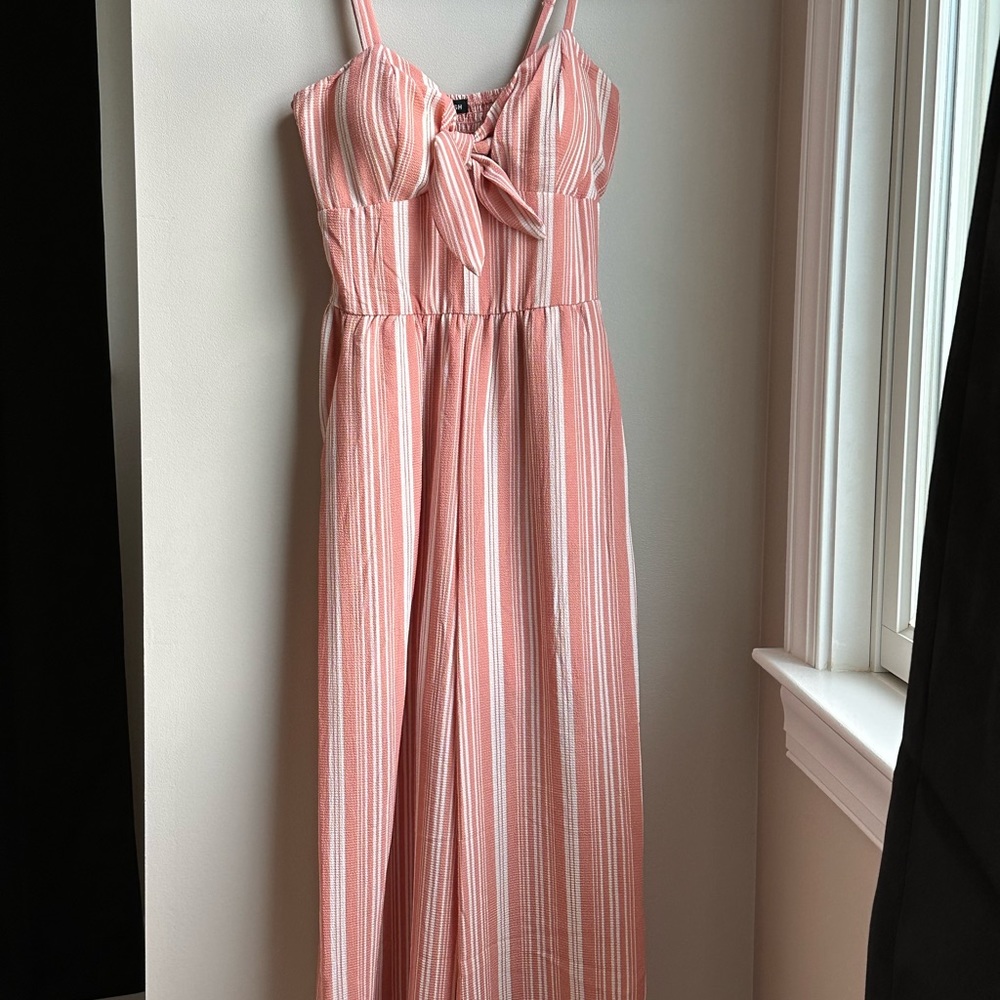 Pink striped romper